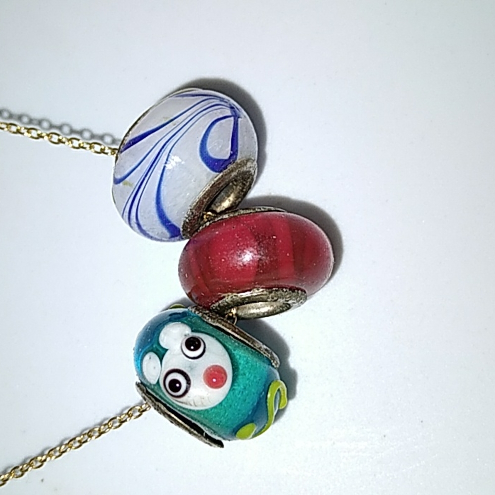Vintage  Murano glass beads 925 sterling silver